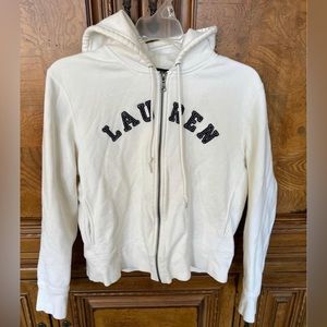 Women’s Ralph Lauren Petite White Logo Zip up Jacket Size Petite Medium